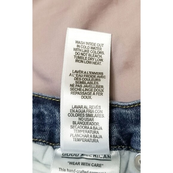 GOOD AMERICAN Good Legs Crop Jeans Sz 4 27 Medium Blue Wash Denim Distressed - Picture 10 of 10